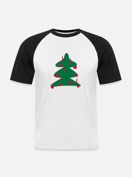 Weihnachtsbaum - Männer Baseball-T-Shirt - Weiß/Schwarz