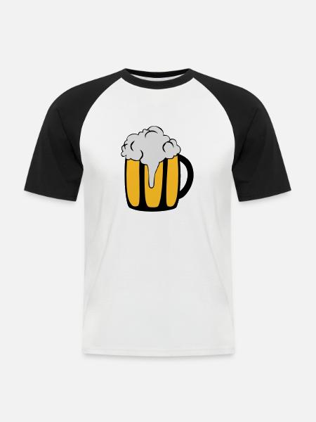Bierglas - Männer Baseball-T-Shirt - Weiß/Schwarz