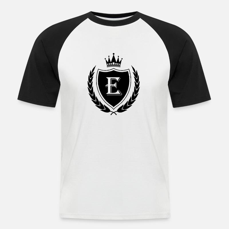 wappen E Krone - Männer Baseball-T-Shirt - Weiß/Schwarz