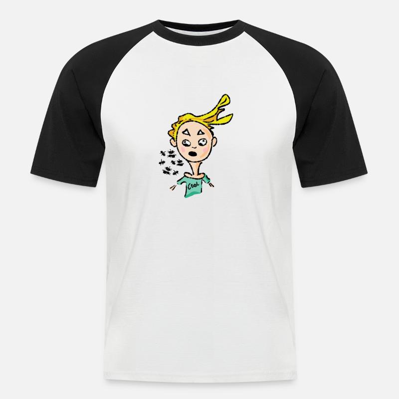 Comic Liebe - Funny Junge - Männer Baseball-T-Shirt - Weiß/Schwarz