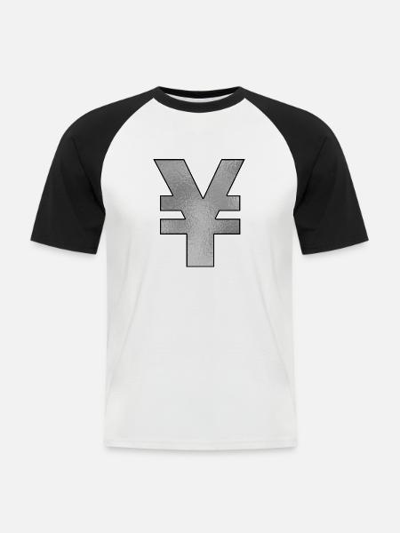 Yenzeichen Silber - Männer Baseball-T-Shirt - Weiß/Schwarz