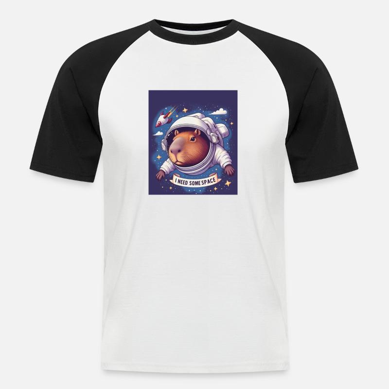 "I NEED SOME SPACE" Capybara - Männer Baseball-T-Shirt - Weiß/Schwarz