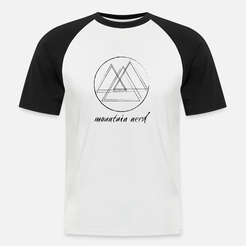Berge Nerd / Mountain Nerd - Männer Baseball-T-Shirt - Weiß/Schwarz