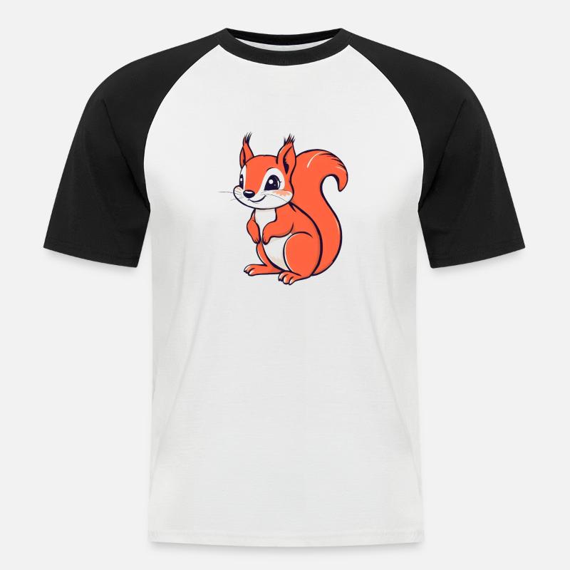 Süßes kleines Eichhörnchen - Männer Baseball-T-Shirt - Weiß/Schwarz