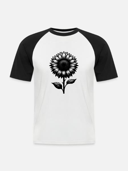 Gartenpflanze blühende Sonnenblume - Männer Baseball-T-Shirt - Weiß/Schwarz