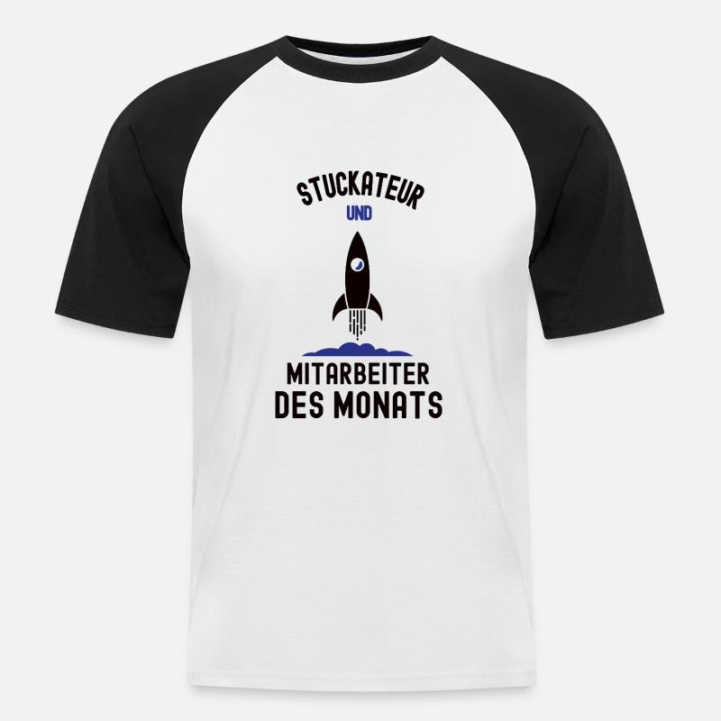 Mitarbeiter des Monats Stuckateur Bester Verputzer - Männer Baseball-T-Shirt - Weiß/Schwarz