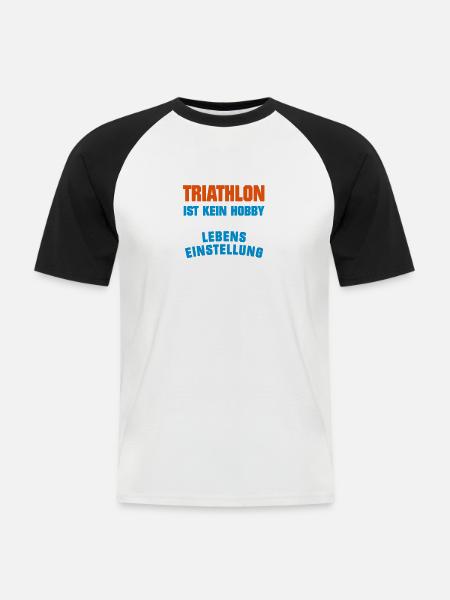 Triathlon Sportart - Männer Baseball-T-Shirt - Weiß/Schwarz