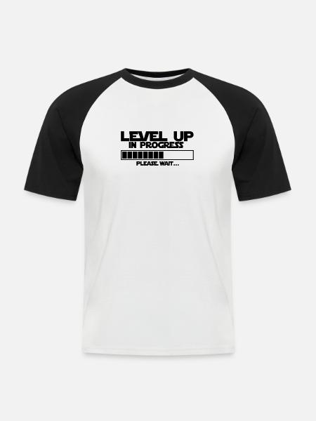 lvl upnprogrss - T-shirt baseball manches courtes Homme - blanc/noir