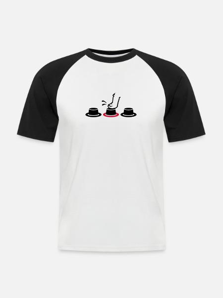 button pusher/ Knopfdrücker (2c) - Men's Baseball T-Shirt - white/black