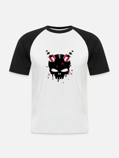 Devilskull with stars - Men's Baseball T-Shirt - white/black