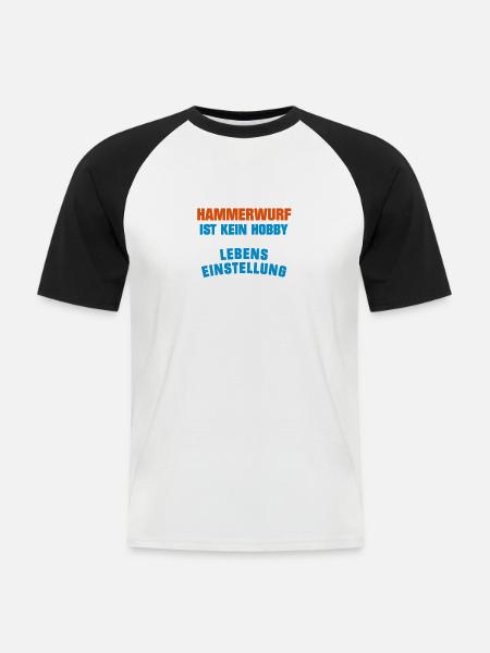 Hammerwurf Sportart - Männer Baseball-T-Shirt - Weiß/Schwarz