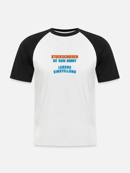 Stockschießen Sportart - Männer Baseball-T-Shirt - Weiß/Schwarz