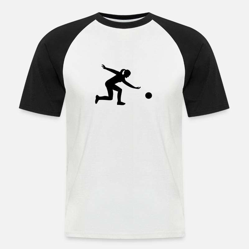 Bowling - Männer Baseball-T-Shirt - Weiß/Schwarz