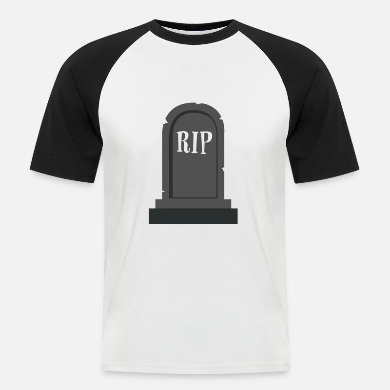 Gravestone RIP Halloween - T-shirt baseball manches courtes Homme - blanc/noir