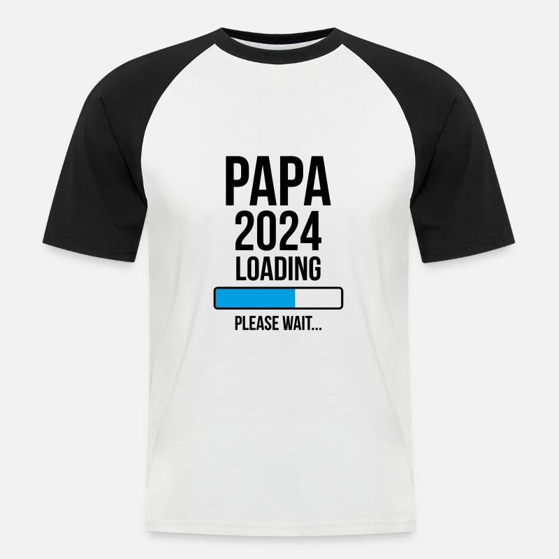 Dad 2024 Loading Please wait... - Men's Baseball T-Shirt - white/black