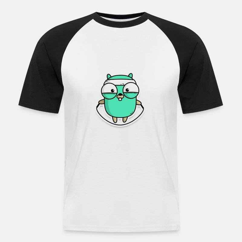 Gophercise - Männer Baseball-T-Shirt - Weiß/Schwarz