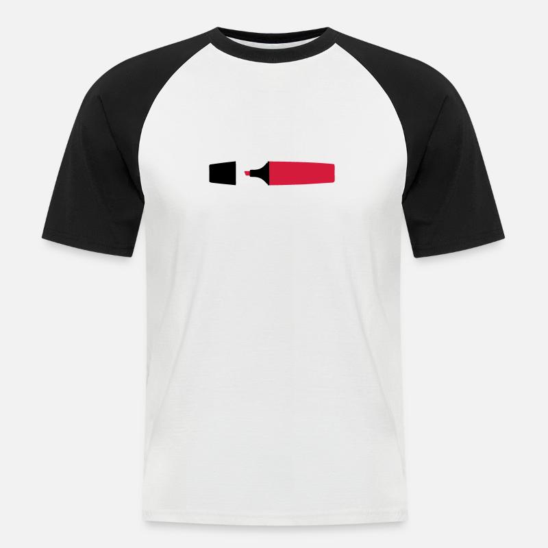 Textmarker - Männer Baseball-T-Shirt - Weiß/Schwarz