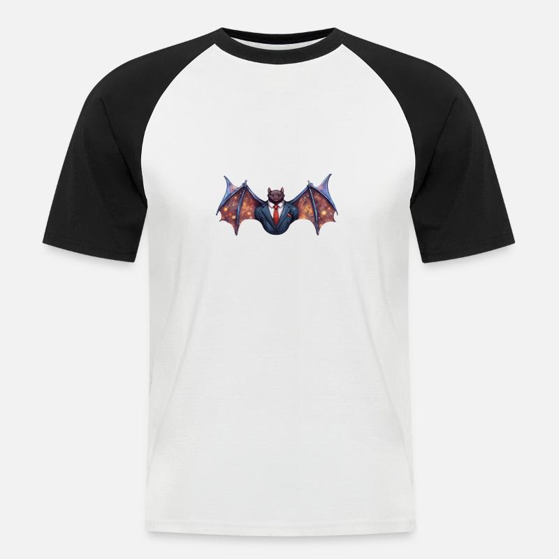 Fledermaus / Vampir / Dracula / Tier / Halloween - Männer Baseball-T-Shirt - Weiß/Schwarz