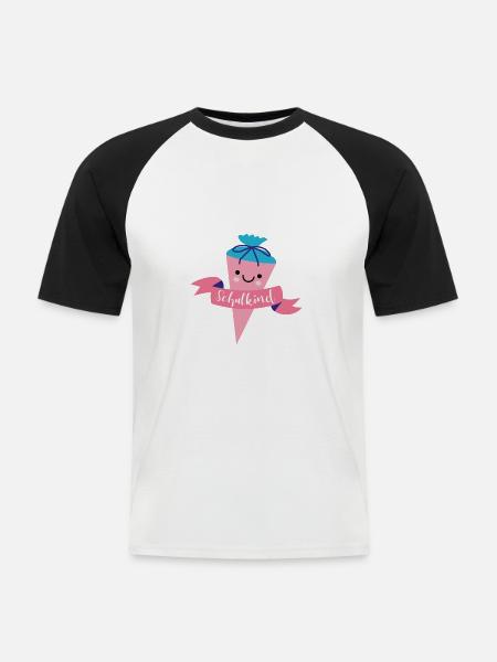 Schultüte in rosa - Männer Baseball-T-Shirt - Weiß/Schwarz