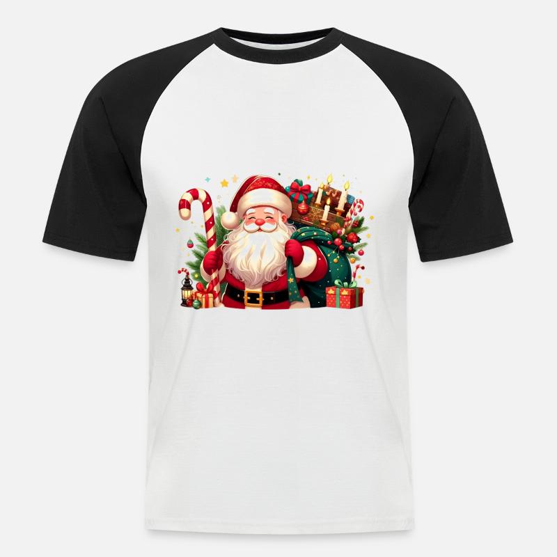 Santa Fun 9 - Männer Baseball-T-Shirt - Weiß/Schwarz