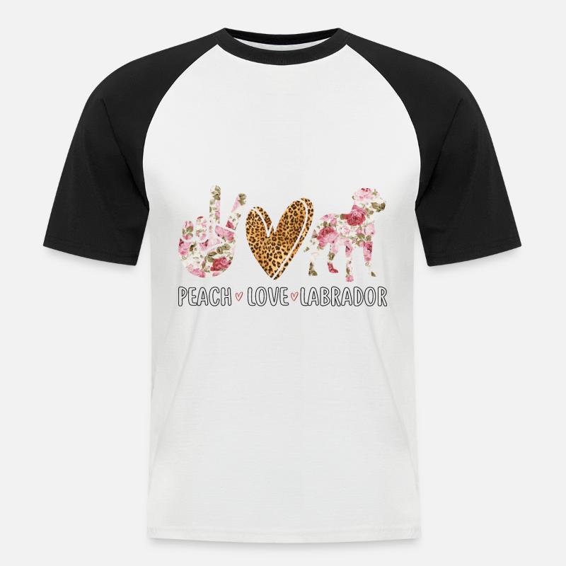PEACH LOVE LABRADOR - Männer Baseball-T-Shirt - Weiß/Schwarz