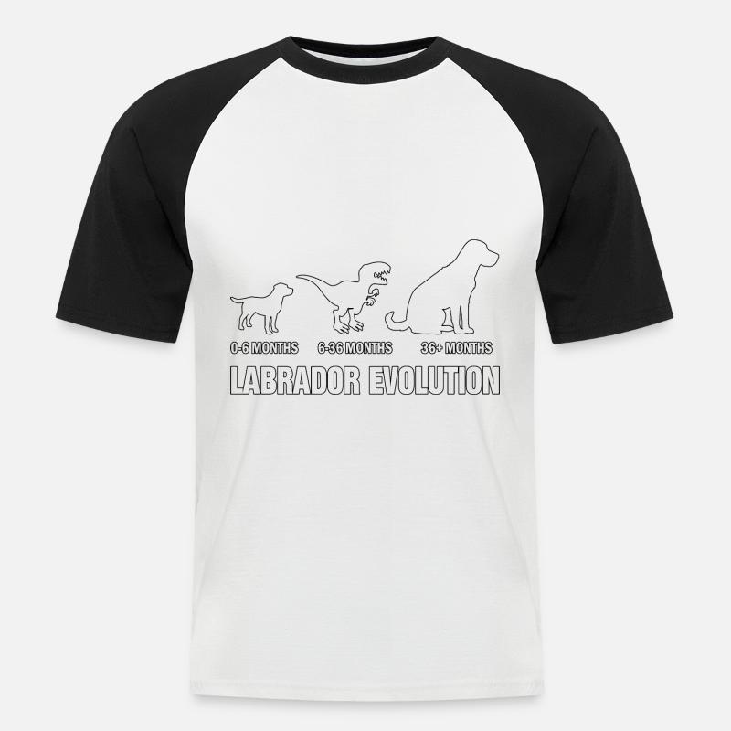 Labrador Evolution - Männer Baseball-T-Shirt - Weiß/Schwarz