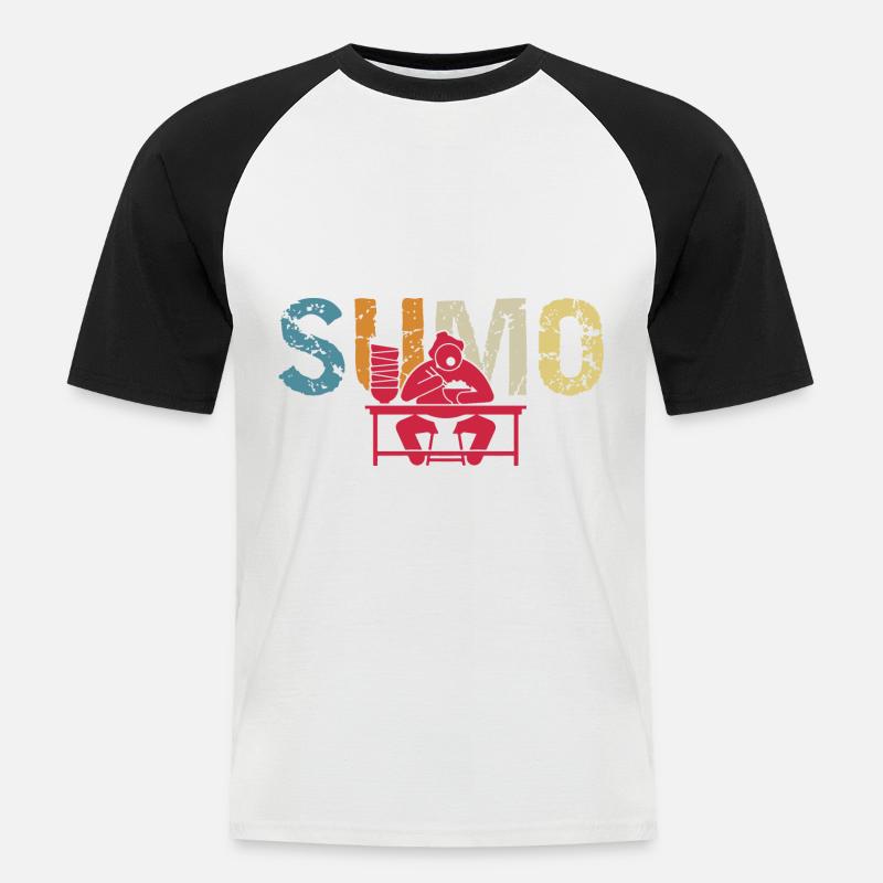 Sumo - Männer Baseball-T-Shirt - Weiß/Schwarz