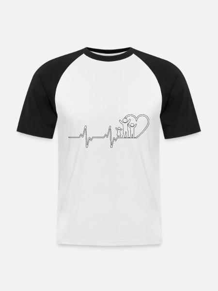 Familien-Herzschlag - Männer Baseball-T-Shirt - Weiß/Schwarz