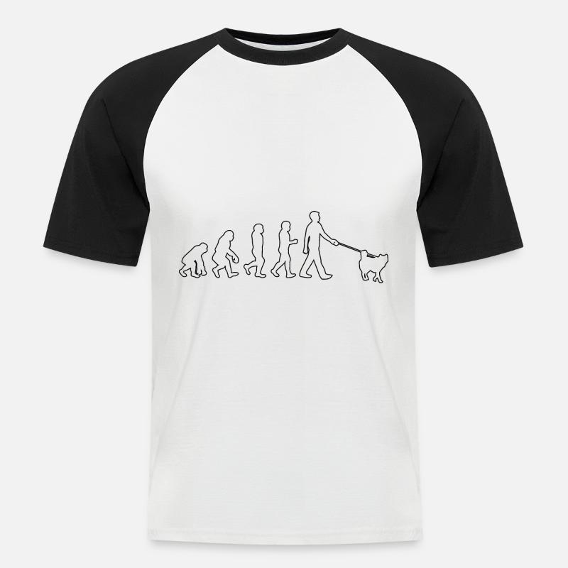 Husky Evolution - Männer Baseball-T-Shirt - Weiß/Schwarz