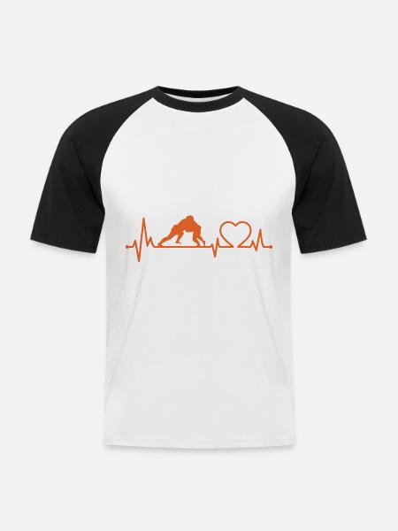 Sumo-Herzschlag - Männer Baseball-T-Shirt - Weiß/Schwarz