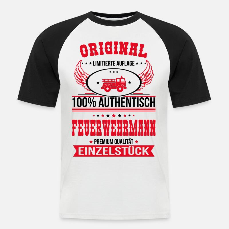 Fireman - Original 100% authentic - Men's Baseball T-Shirt - white/black