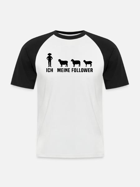 ich meine follower schafe - Männer Baseball-T-Shirt - Weiß/Schwarz
