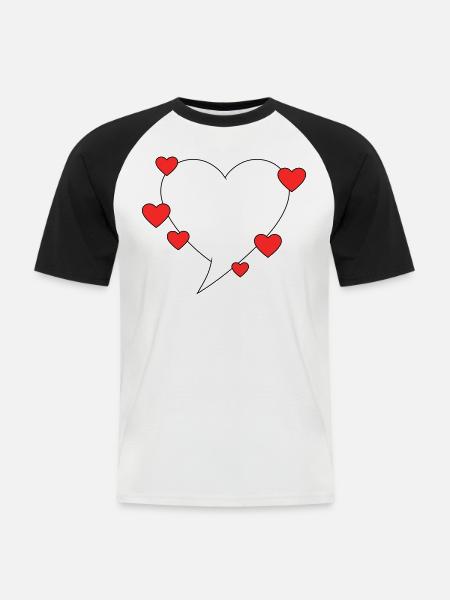Speech bubble with hearts - Men's Baseball T-Shirt - white/black