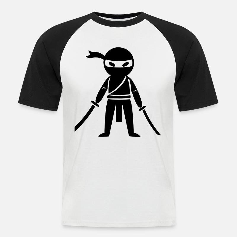 Ninja Samurai - Männer Baseball-T-Shirt - Weiß/Schwarz