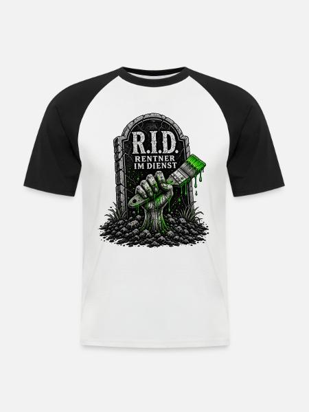 Rentner im Dienst - Männer Baseball-T-Shirt - Weiß/Schwarz