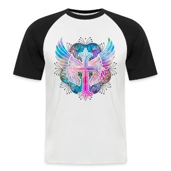 Christianity Cross - Men's Baseball T-Shirt - white/black - Front - Nik (191cm)