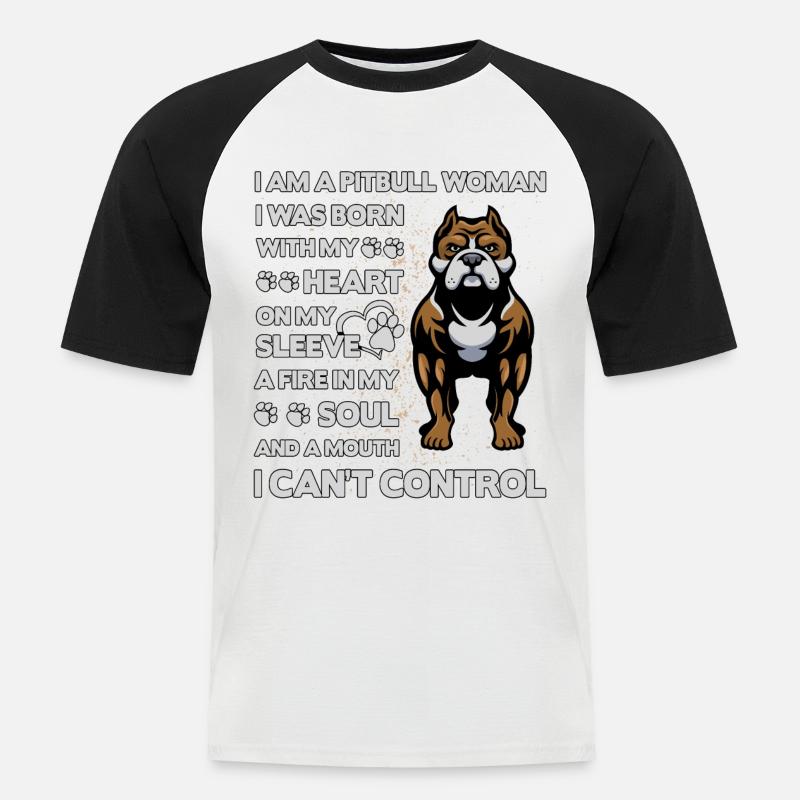 Pitbull Lustiger Spruch - Männer Baseball-T-Shirt - Weiß/Schwarz