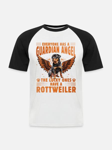 Guardian Angel Rottweiler - Men's Baseball T-Shirt - white/black