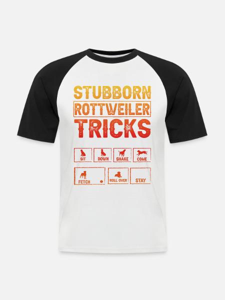 Stubborn Rottweiler Tricks - Men's Baseball T-Shirt - white/black
