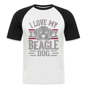 I love my beagle dog - Männer Baseball-T-Shirt - Weiß/Schwarz - Vorne - Nik (191cm)