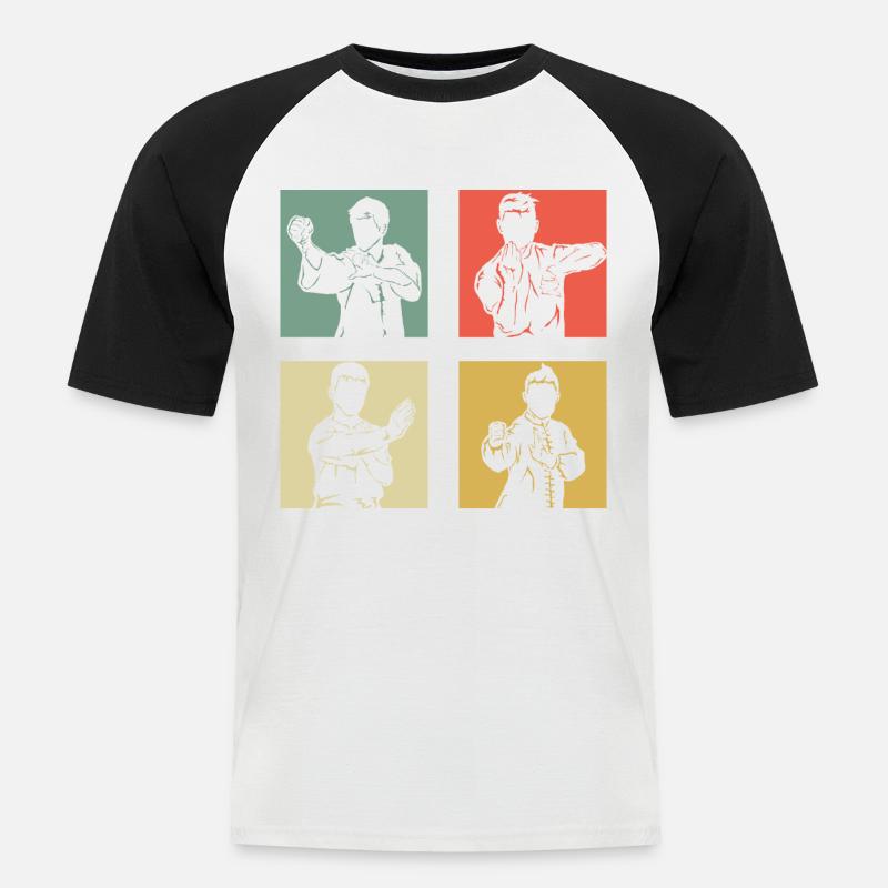 Wing Chun Kung Fu - Männer Baseball-T-Shirt - Weiß/Schwarz