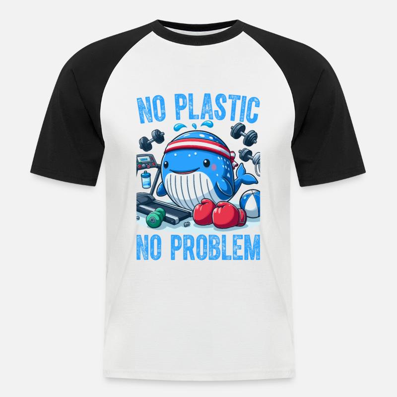 No Plastic No Problem - Men's Baseball T-Shirt - white/black