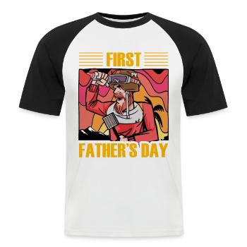 Første fars dag - Kortærmet herre-baseballshirt - hvid/sort - Foran - Nik (191cm)