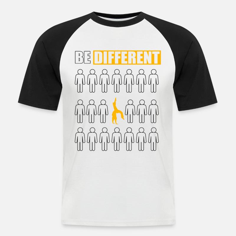 Sei anders Capoeira - Männer Baseball-T-Shirt - Weiß/Schwarz