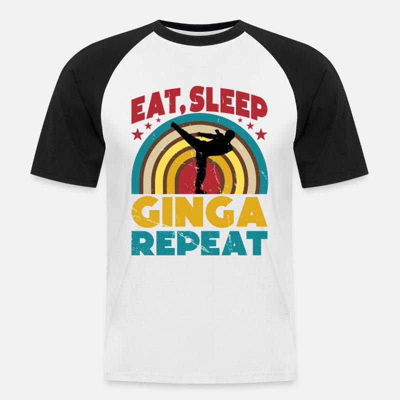 Eat Sleep Ginga Repeat - Men's Baseball T-Shirt - white/black