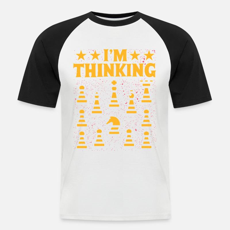 Ich denke, bitte warte Schach - Männer Baseball-T-Shirt - Weiß/Schwarz