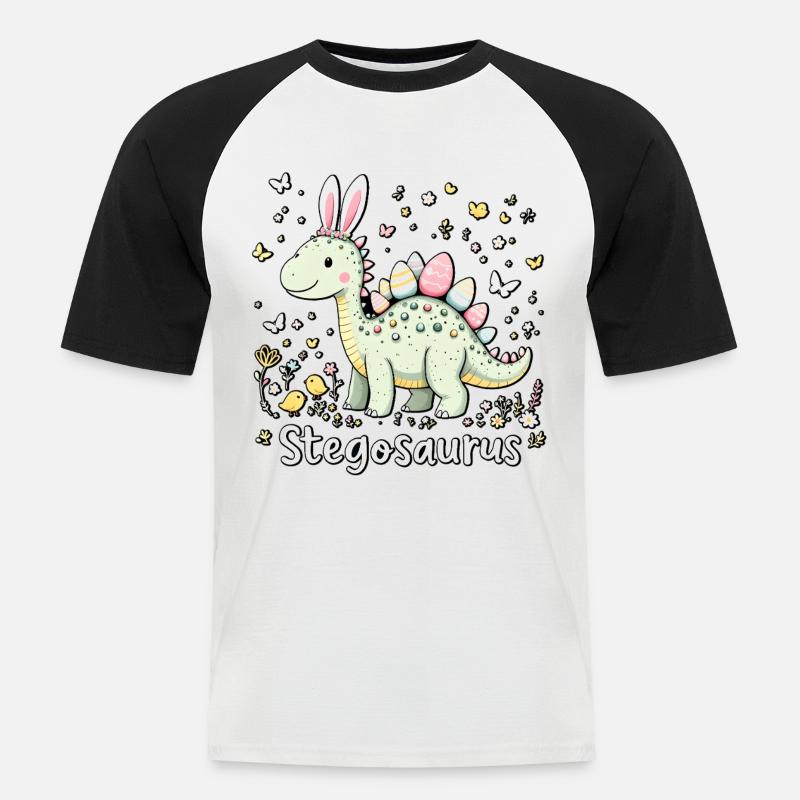 Stegosaurus - Men's Baseball T-Shirt - white/black