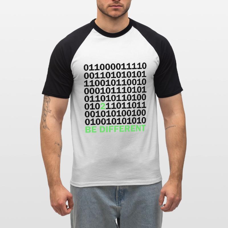 Cadeau Be Different Binary Code Nerd T-shirt baseball manches courtes Homme