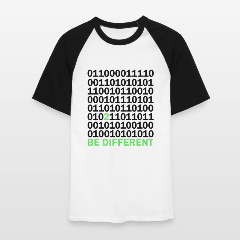 Cadeau Be Different Binary Code Nerd T-shirt baseball manches courtes Homme