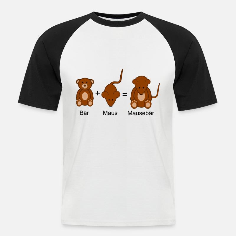 Mausebär - Männer Baseball-T-Shirt - Weiß/Schwarz